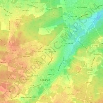 Topografische Karte La Bouhume, Höhe, Relief