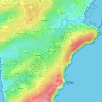 Topografische Karte Montourgard, Höhe, Relief