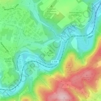 Topografische Karte Biggen, Höhe, Relief