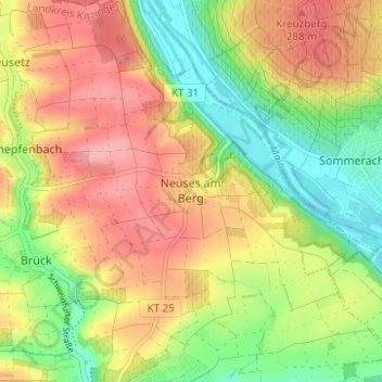 Topografische Karte Neuses am Berg, Höhe, Relief