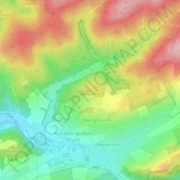 Topografische Karte Wilsenberg, Höhe, Relief