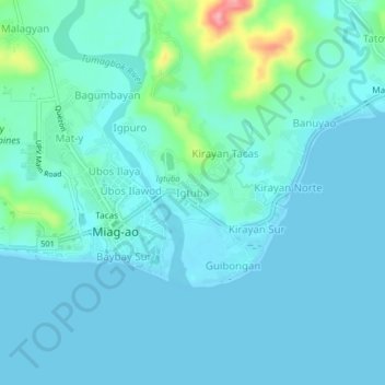 Topografische Karte Igtuba, Höhe, Relief