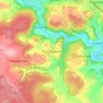 Topografische Karte Thumhausen, Höhe, Relief