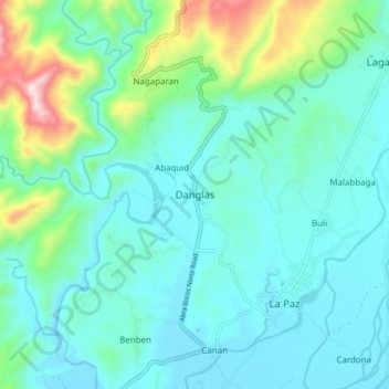 Topografische Karte Danglas, Höhe, Relief