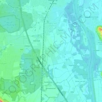 Topografische Karte Reischenhart, Höhe, Relief