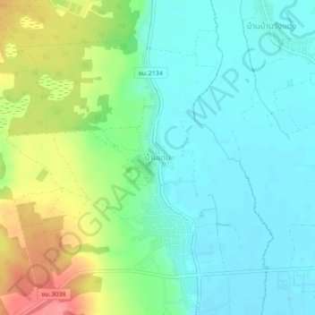 Topografische Karte Ban Den, Höhe, Relief