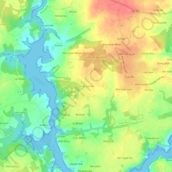 Topografische Karte Lande Lothan, Höhe, Relief