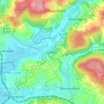 Topografische Karte Selters, Höhe, Relief
