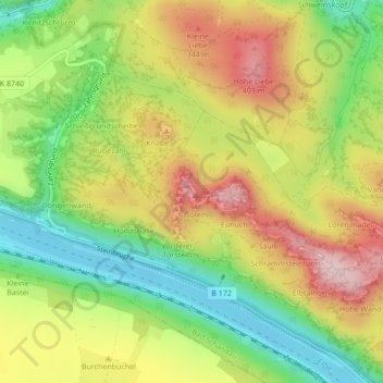 Topografische Karte Drohne, Höhe, Relief