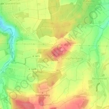 Topografische Karte Schopflenberg, Höhe, Relief