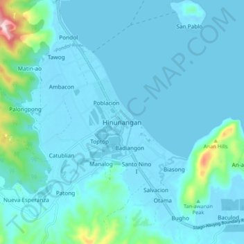 Topografische Karte Hinunangan, Höhe, Relief