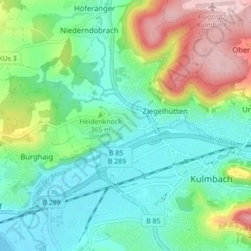 Topografische Karte Petzmannsberg, Höhe, Relief