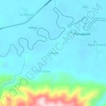 Topografische Karte Zamora, Höhe, Relief