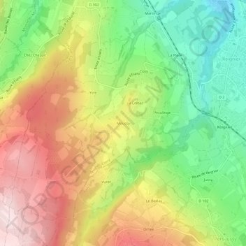 Topografische Karte Moussy, Höhe, Relief