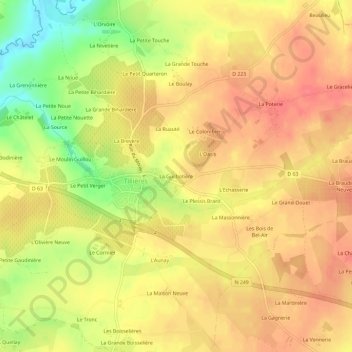 Topografische Karte La Guilbotière, Höhe, Relief