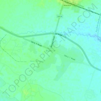 Topografische Karte Budbud, Höhe, Relief