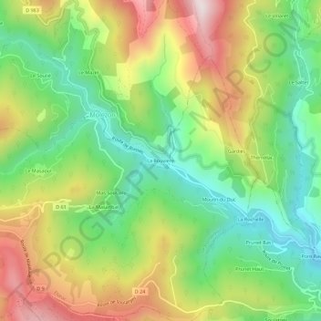 Topografische Karte La Rouviere, Höhe, Relief