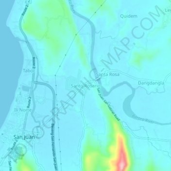 Topografische Karte Santo Rosario, Höhe, Relief