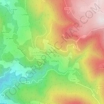 Topografische Karte Chez Missonier, Höhe, Relief