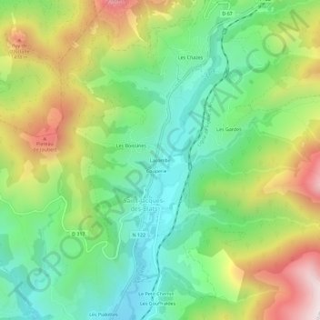 Topografische Karte Lacombe, Höhe, Relief