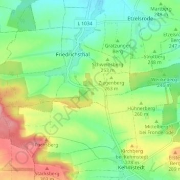 Topografische Karte Königsthal, Höhe, Relief