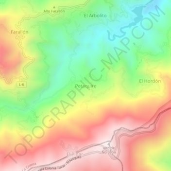 Topografische Karte Petaquire, Höhe, Relief