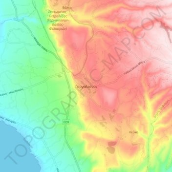 Topografische Karte Gargaliani, Höhe, Relief