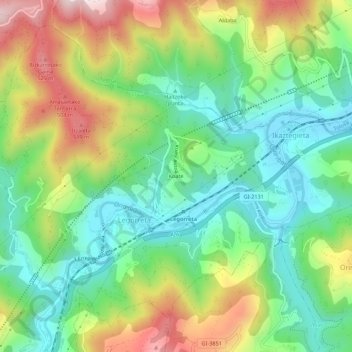 Topografische Karte Koate, Höhe, Relief