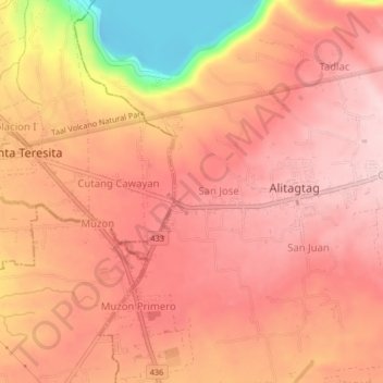 Topografische Karte Santa Cruz, Höhe, Relief