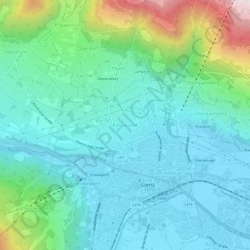 Topografische Karte Patriasdorf, Höhe, Relief