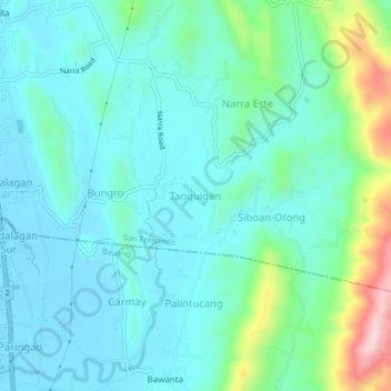 Topografische Karte Tanquigan, Höhe, Relief
