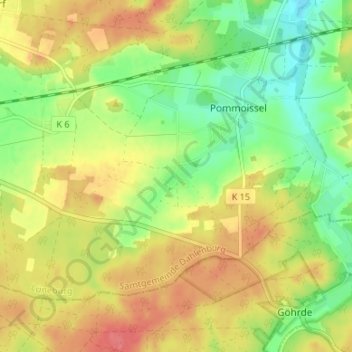 Topografische Karte Lüben, Höhe, Relief