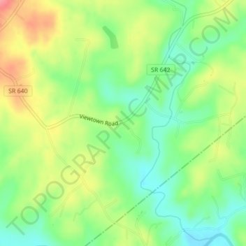 Topografische Karte Viewtown, Höhe, Relief