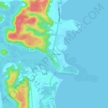 Topografische Karte Carombucan, Höhe, Relief