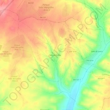 Topografische Karte Vale da Vinha, Höhe, Relief