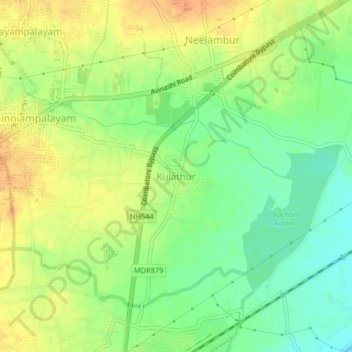 Topografische Karte Kulathur, Höhe, Relief