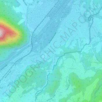 Topografische Karte Weißbach, Höhe, Relief