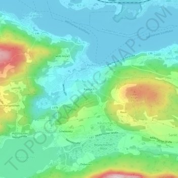 Topografische Karte Raunach, Höhe, Relief