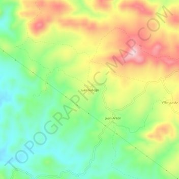 Topografische Karte Juan Gallego, Höhe, Relief