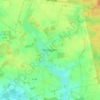 Topografische Karte Pennigsehl, Höhe, Relief