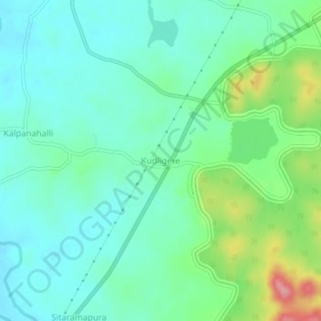 Topografische Karte Kudligere, Höhe, Relief