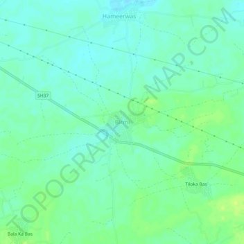 Topografische Karte Birmi, Höhe, Relief