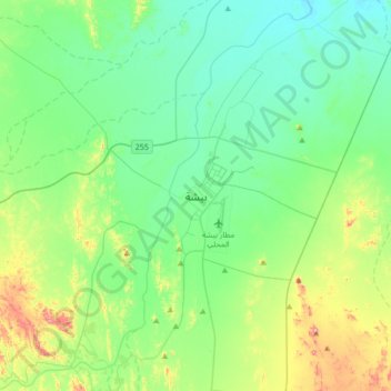 Topografische Karte Bishah, Höhe, Relief