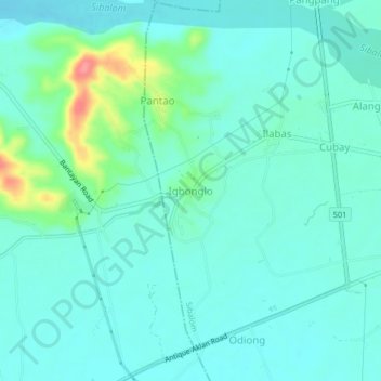 Topografische Karte Igbonglo, Höhe, Relief