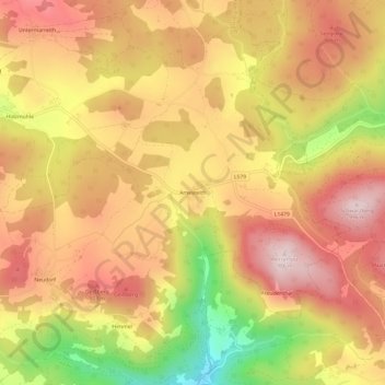 Topografische Karte Amesreith, Höhe, Relief
