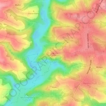 Topografische Karte Ringelstein, Höhe, Relief
