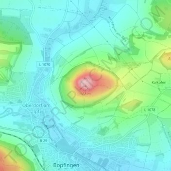 Topografische Karte Ipf, Höhe, Relief