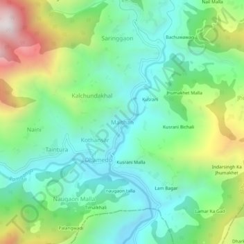 Topografische Karte Maithan, Höhe, Relief