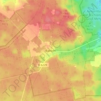 Topografische Karte Babben, Höhe, Relief