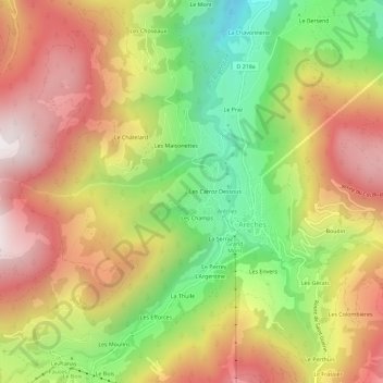 Topografische Karte Les Carroz Dessus, Höhe, Relief